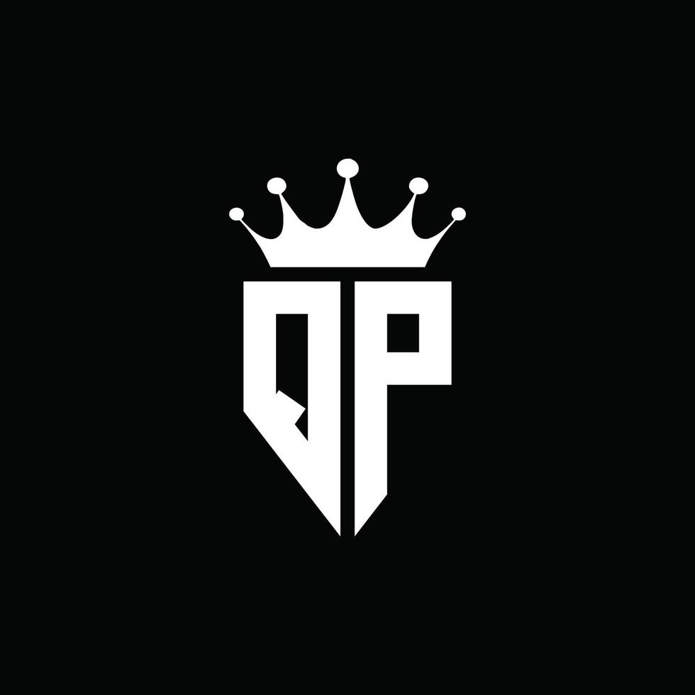 qp logotyp monogram emblem stil med krona form designmall vektor