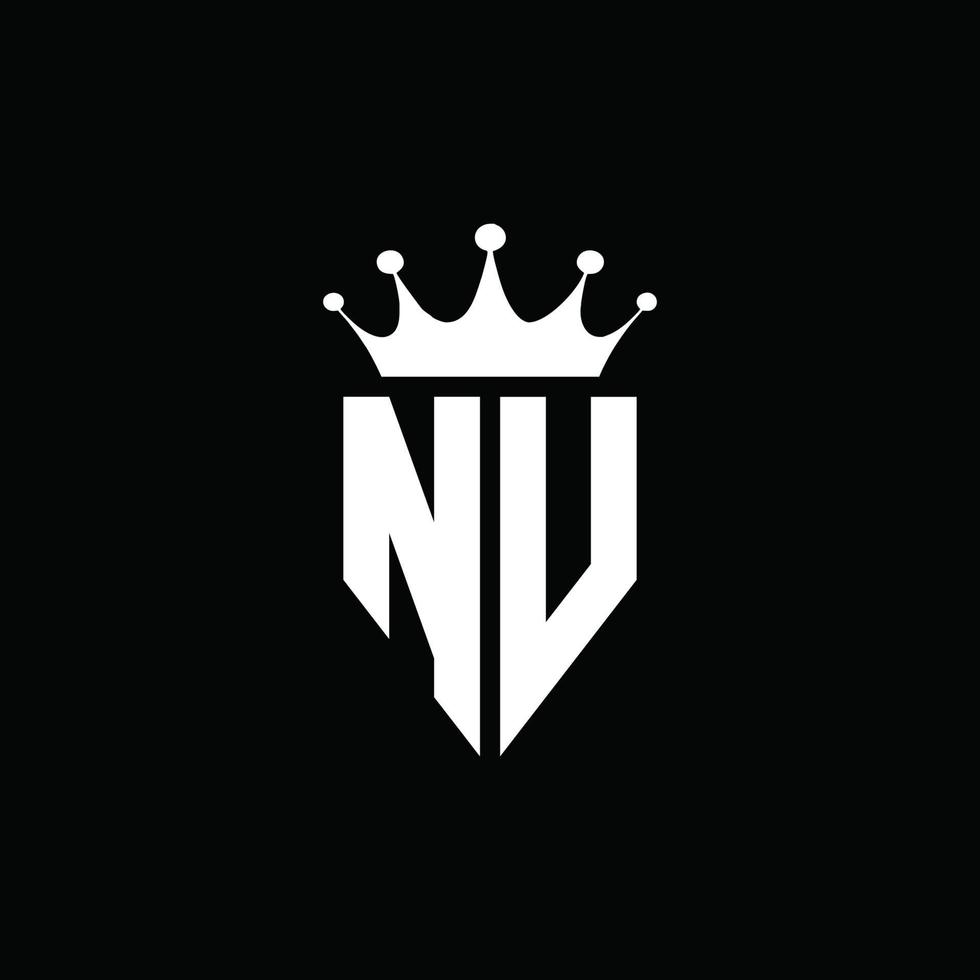 nv-Logo-Monogramm-Emblem-Stil mit Kronenform-Designvorlage vektor