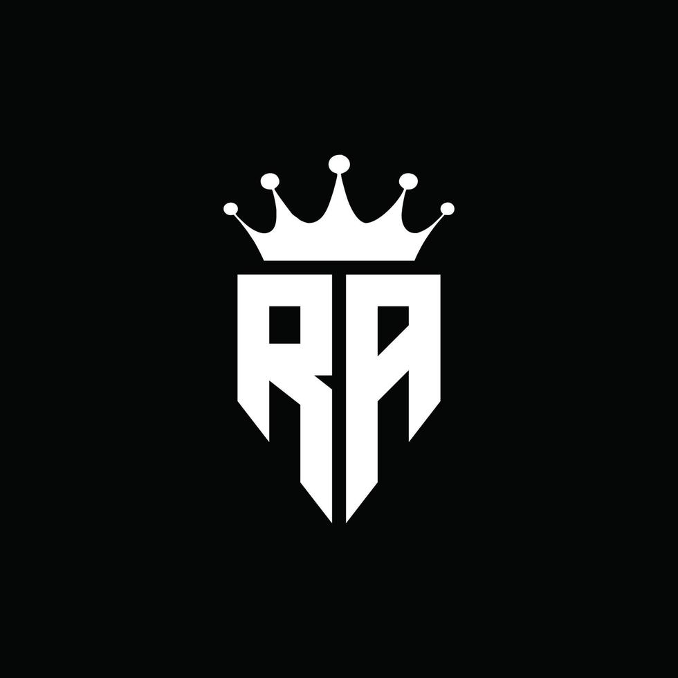 ra-Logo-Monogramm-Emblem-Stil mit Kronenform-Designvorlage vektor