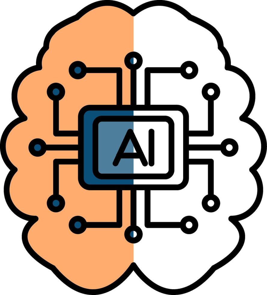 artificiell intelligens fylld halv skära ikon vektor