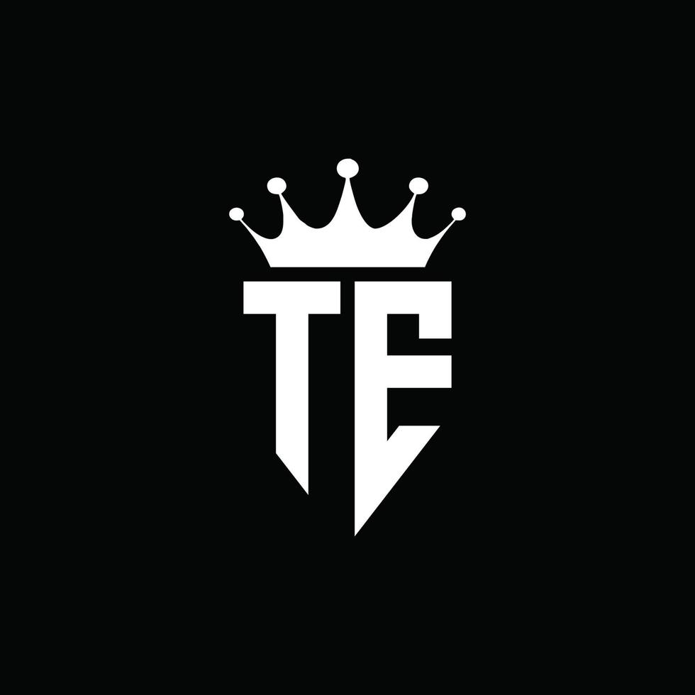 te Logo-Monogramm-Emblem-Stil mit Kronenform-Designvorlage vektor