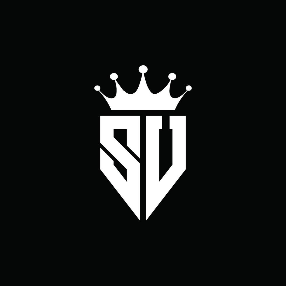 Su-Logo-Monogramm-Emblem-Stil mit Kronenform-Designvorlage vektor