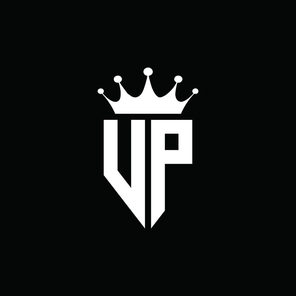 vp-Logo-Monogramm-Emblem-Stil mit Kronenform-Designvorlage vektor