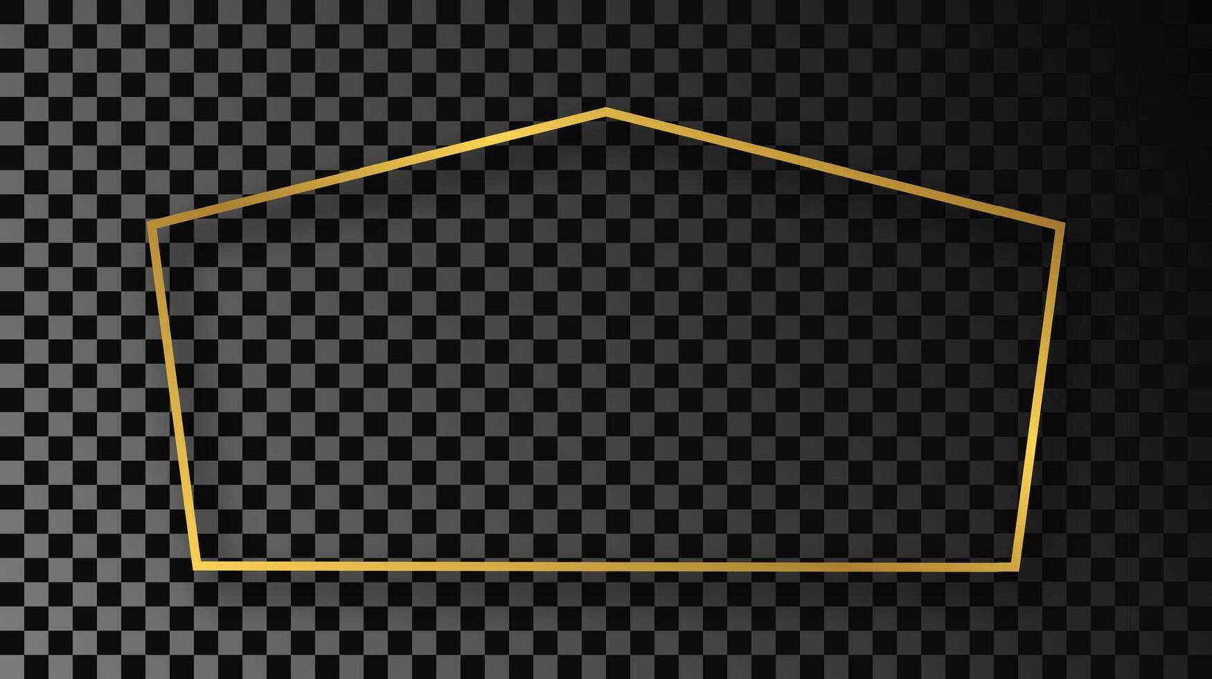 guld lysande tetragon form ram med skugga isolerat på mörk bakgrund. skinande ram med lysande effekter. illustration. vektor