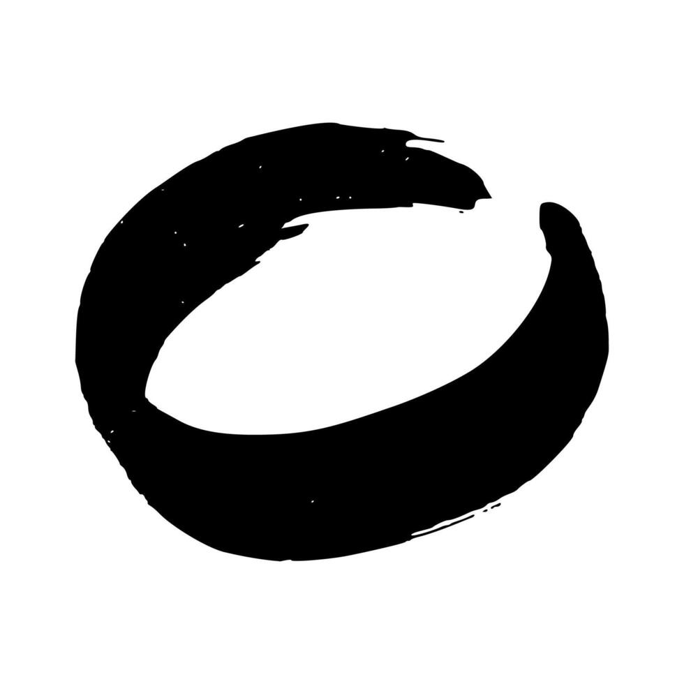 svart grunge borsta stroke i cirkel form vektor