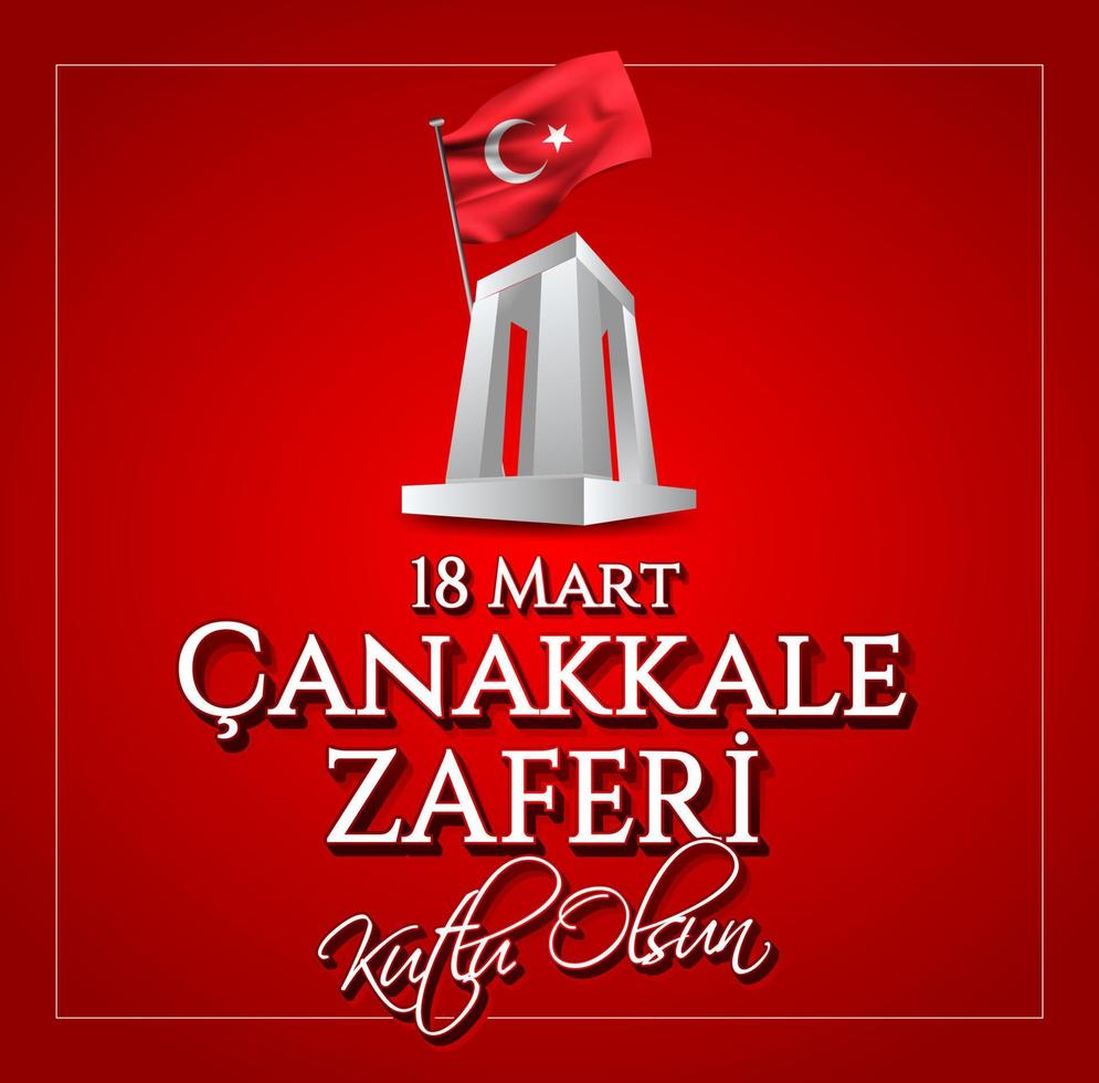 vektor illustration. 18 mart canakkale zaferi national holiday, 1915 dagen då ottomanerna seger canakkale segermonument. seger av canakkale glad semester