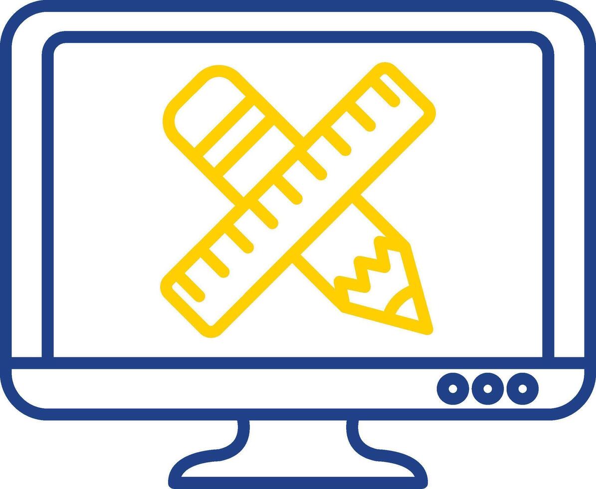 zweifarbiges Symbol für Bleistift und Lineal vektor