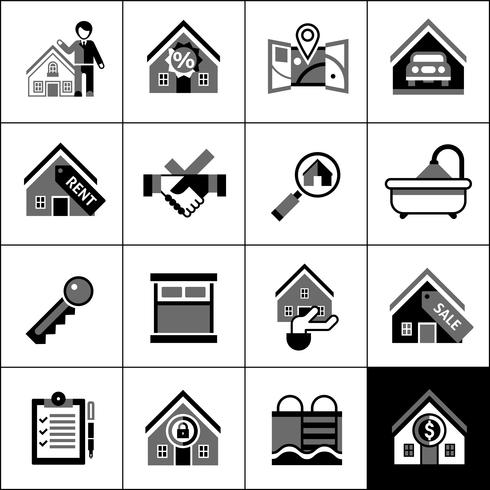 Immobilien Icons schwarz vektor