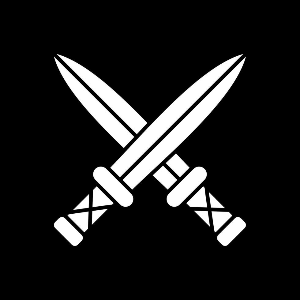 två svärd glyf omvänd ikon vektor