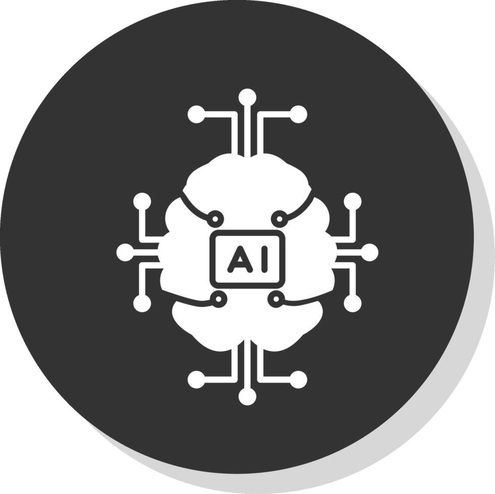 artificiell intelligens glyf grå cirkel ikon vektor