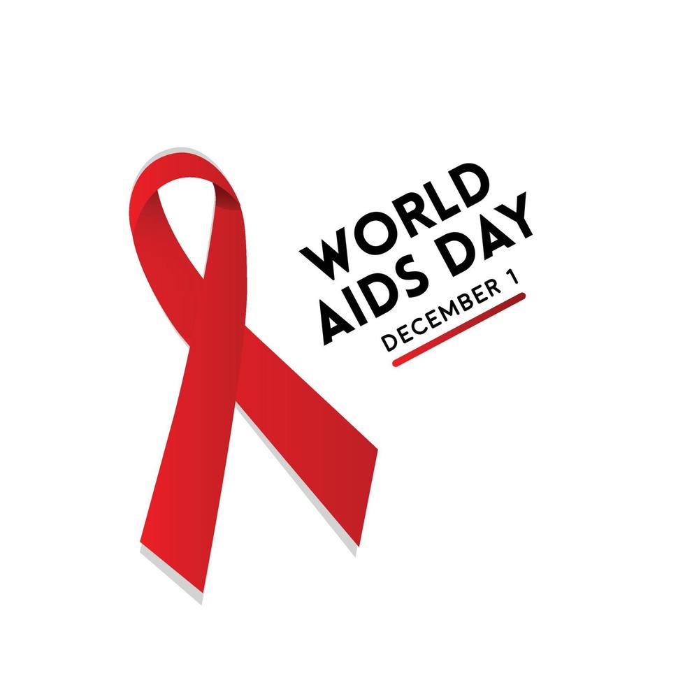 Welt-Aids-Tag-Plakat-Vektorvorlage mit rotem Bandsymbol für Bewusstsein und Kommunikation vektor