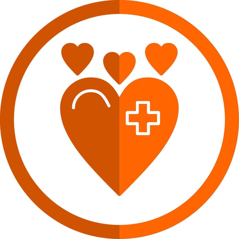 hjärta glyf orange cirkel ikon vektor