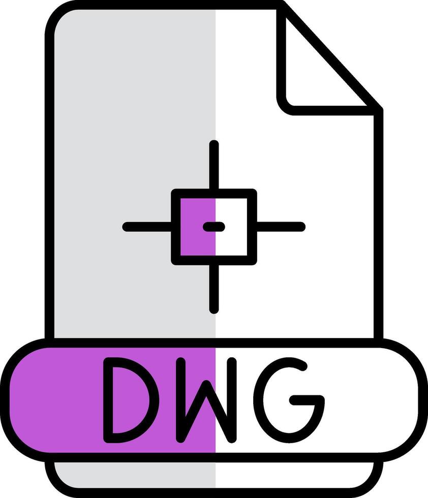 dwg gefüllt Hälfte Schnitt Symbol vektor