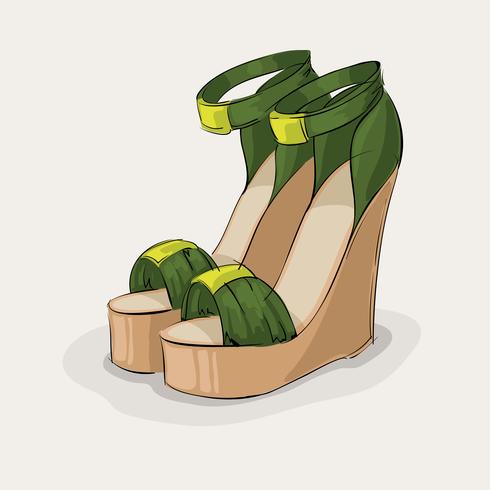 Lyxiga gröna sandaler vektor