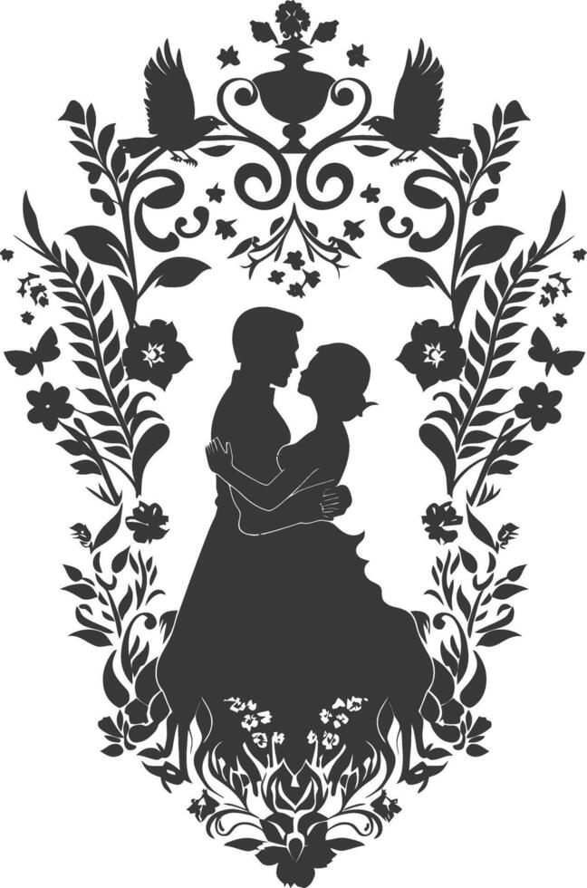 ai generiert Silhouette Elemente von das Braut und Bräutigam zum Hochzeit Einladungen sind schwarz nur vektor