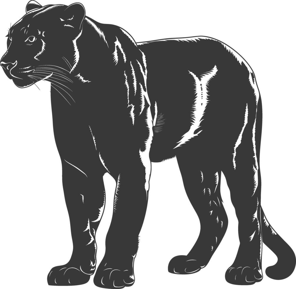 ai generiert Silhouette Panther Tier schwarz Farbe nur voll Körper vektor