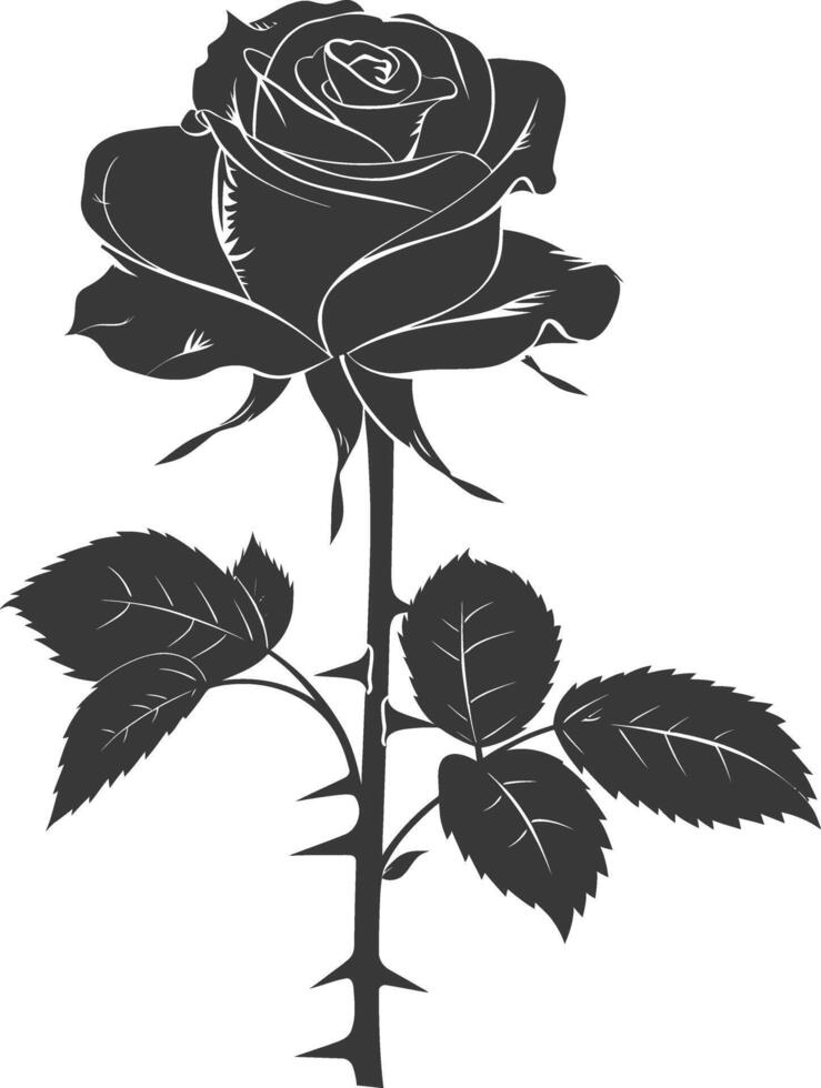 ai genererad silhuett reste sig blomma svart Färg endast vektor
