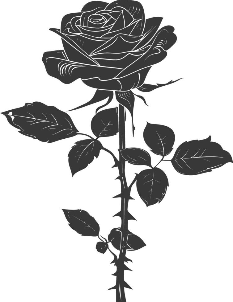 ai generiert Silhouette Rose Blume schwarz Farbe nur vektor