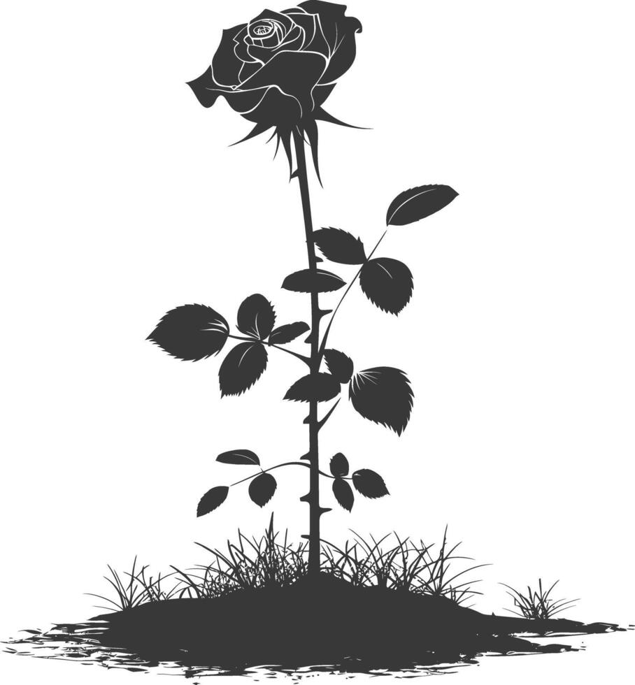 ai generiert Silhouette Rose Blume im das Boden schwarz Farbe nur vektor