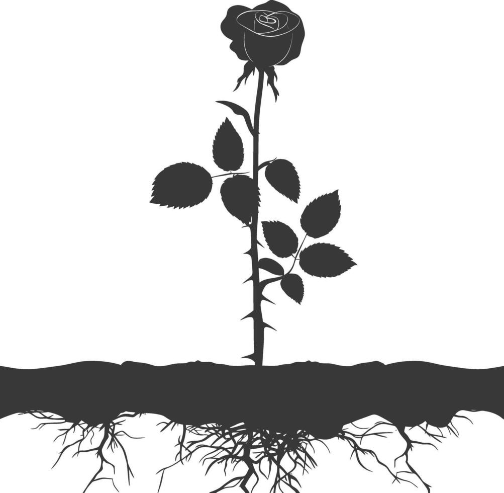 ai generiert Silhouette Rose Blume im das Boden schwarz Farbe nur vektor