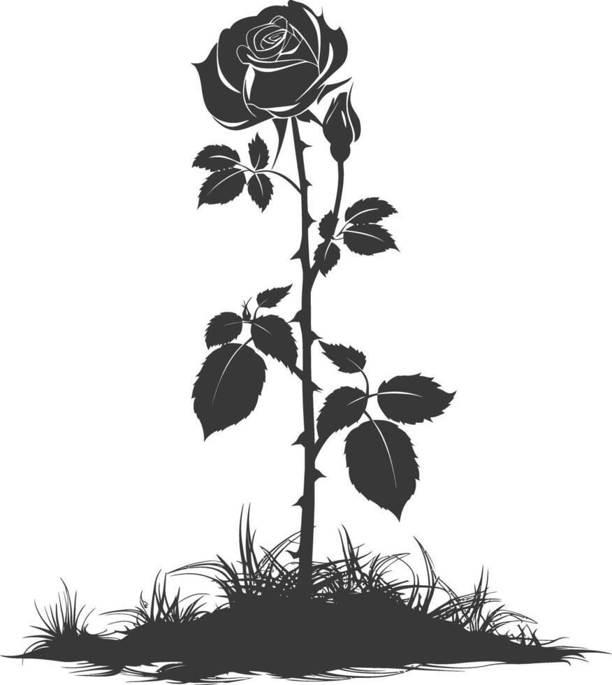 ai generiert Silhouette Rose Blume im das Boden schwarz Farbe nur vektor