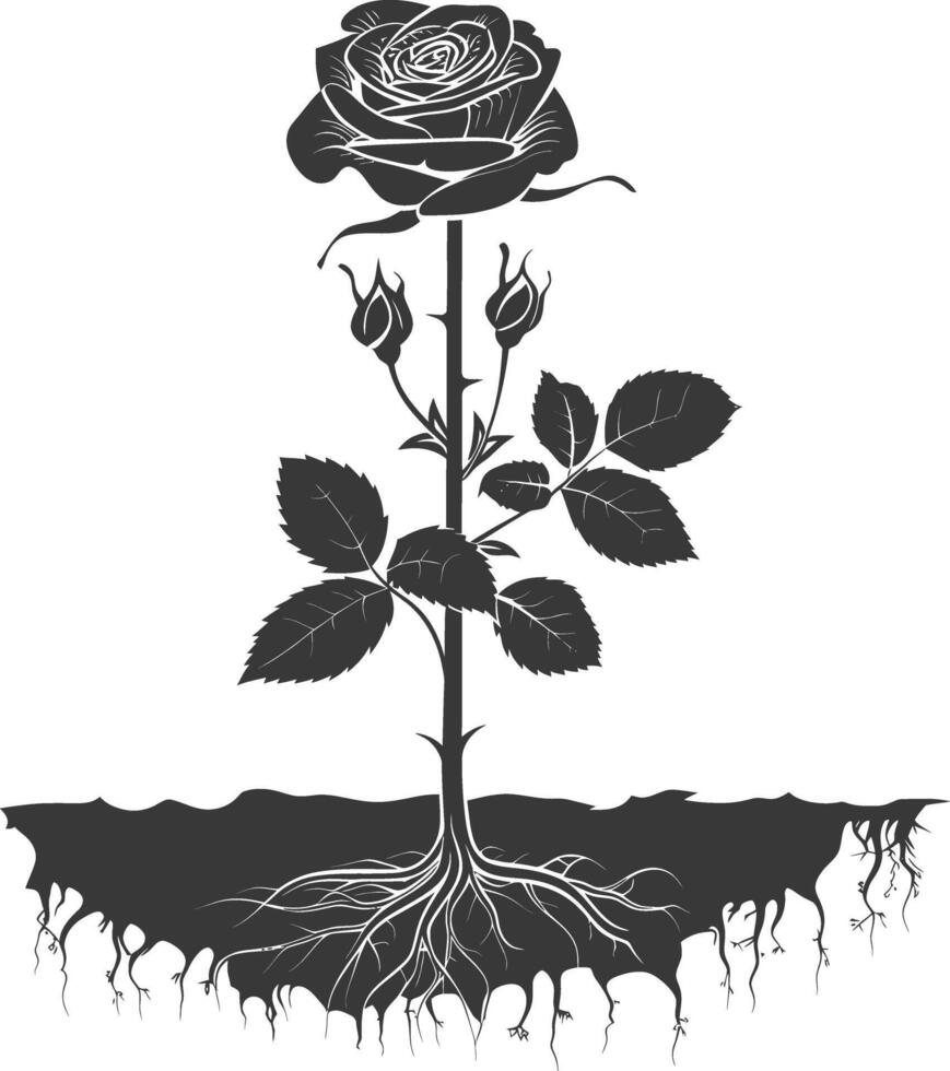 ai generiert Silhouette Rose Blume im das Boden schwarz Farbe nur vektor