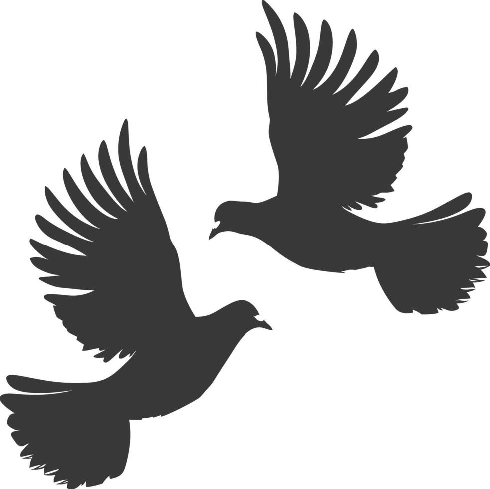 ai generiert Silhouette Taube Vogel Tier fliegen Paar Taube schwarz Farbe nur vektor