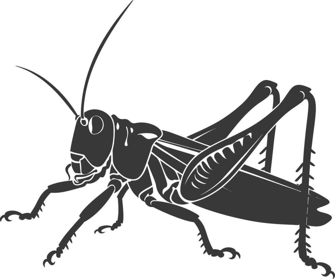 ai genererad silhuett gräshoppa insekt djur- svart Färg endast vektor