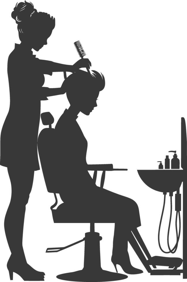 ai generiert Silhouette Friseur im Aktion voll Körper schwarz Farbe nur vektor