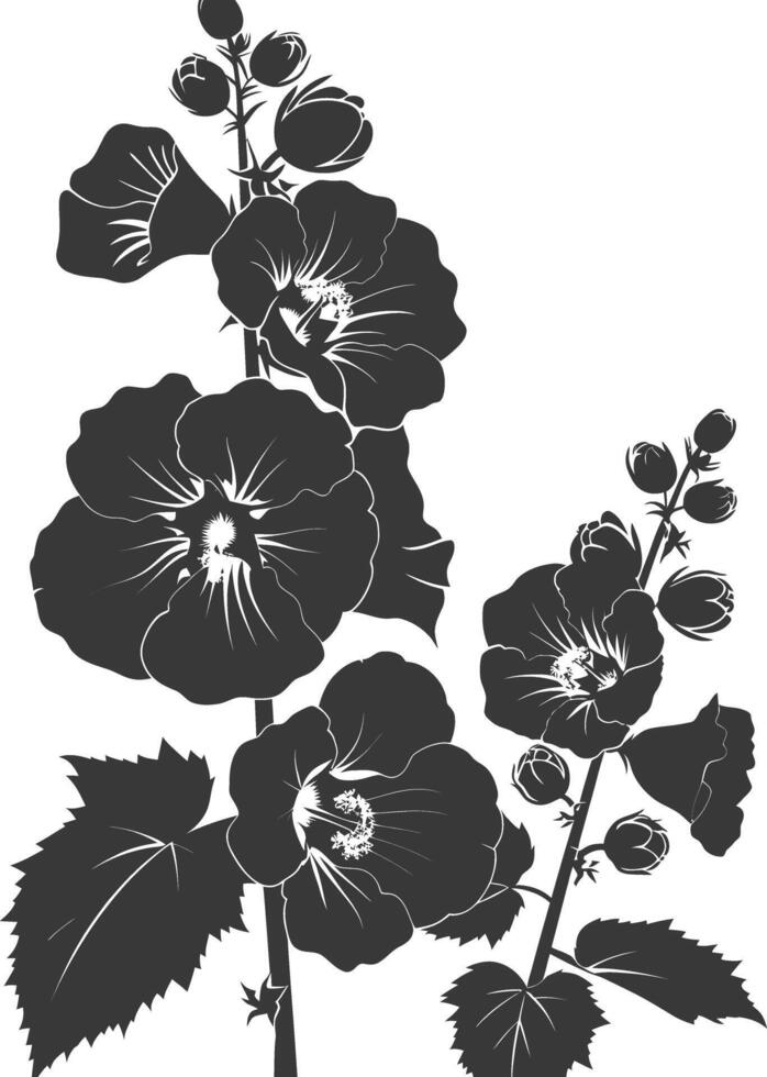 ai generiert Silhouette Stockrosen Blume schwarz Farbe nur vektor