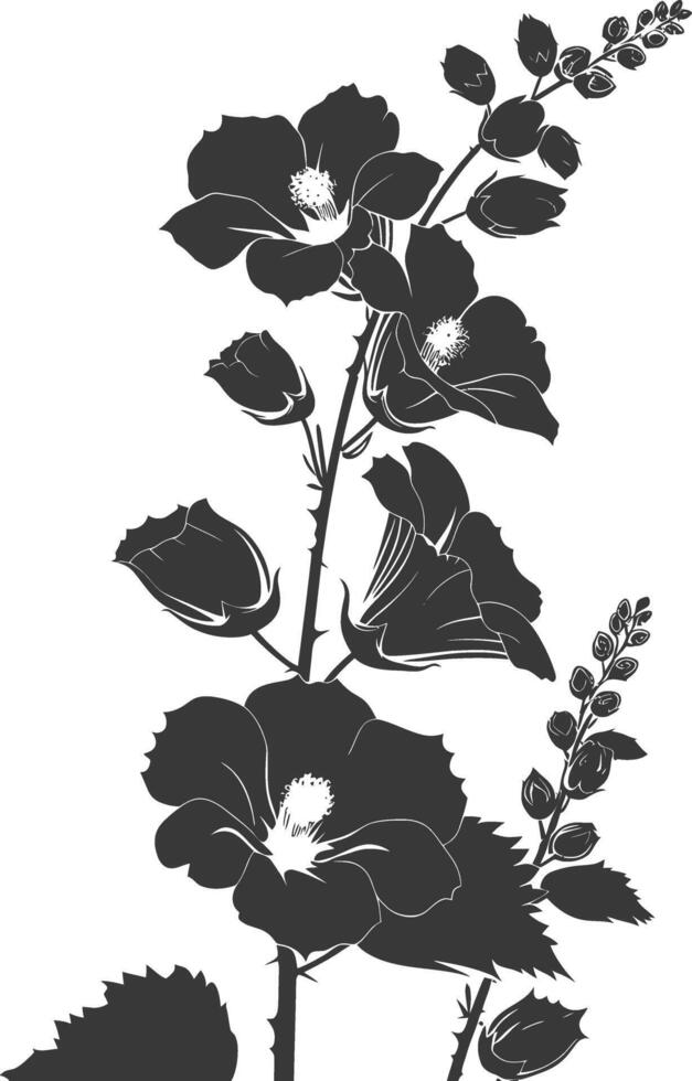 ai generiert Silhouette Stockrosen Blume schwarz Farbe nur vektor