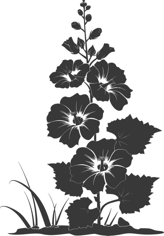 Silhouette Stockrosen Blume im das Boden schwarz Farbe nur vektor