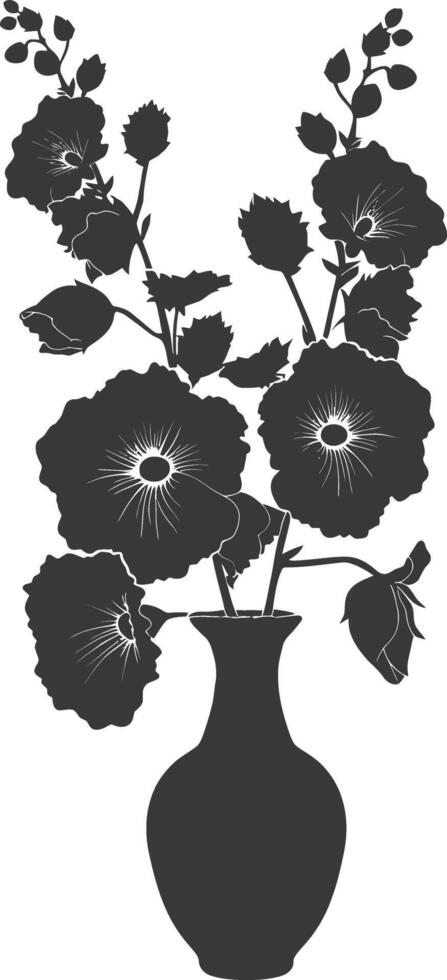 silhuett stockrosor blomma i de vas svart Färg endast vektor