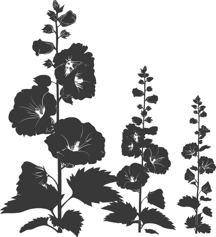 silhuett stockrosor blomma i de jord svart Färg endast vektor