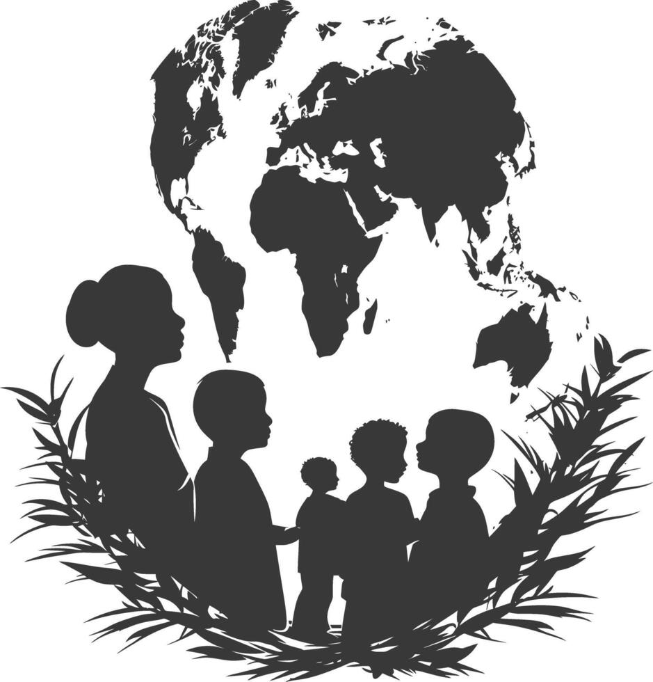 Silhouette Illustration feiern International Welt Gesundheit Tag schwarz Farbe nur vektor