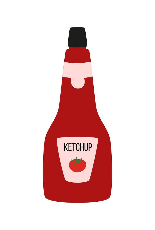 Ketchup im Flasche isoliert auf Weiß. Würze, tauchen, Bratensoße. Symbol, Gekritzel. Lebensmittel. vektor