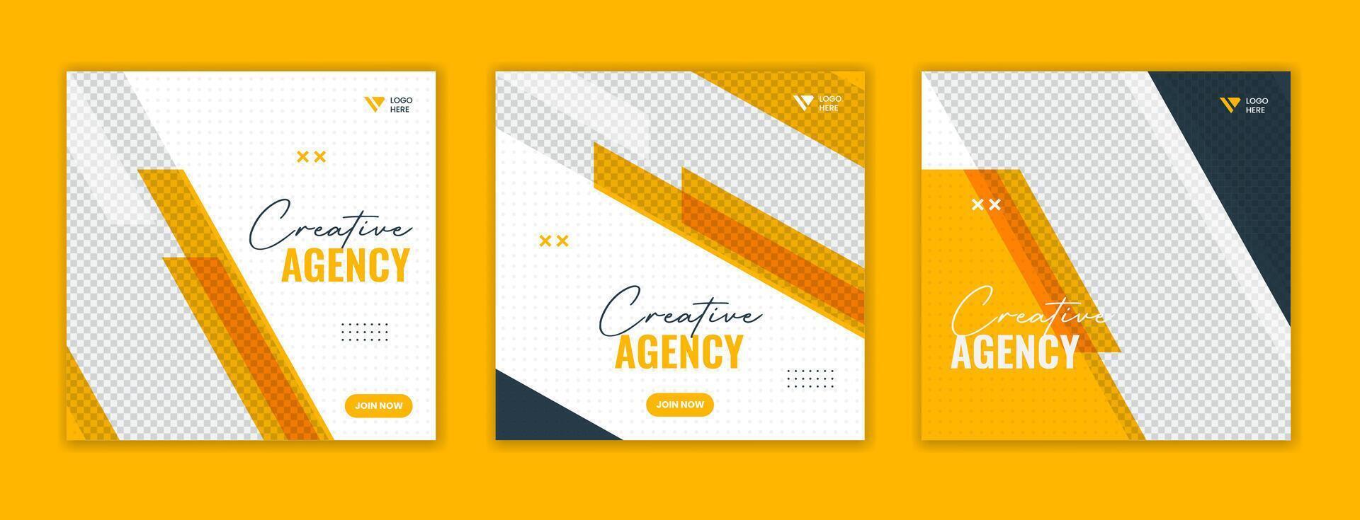 modern företags- social media posta design, gul fyrkant företag mall uppsättning för befordran, reklam vektor