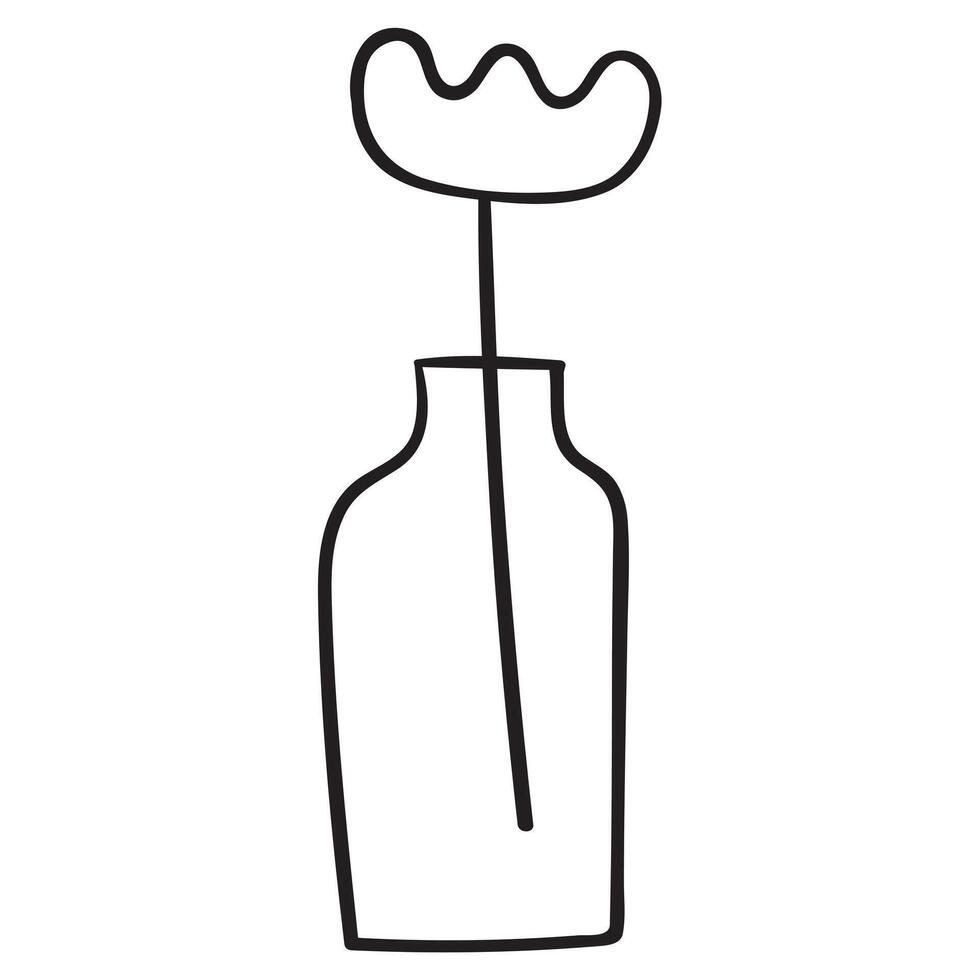 Flasche mit Blume. modern Design. Gliederung isoliert Symbol. schwarz Farbe. Grafik Design auf Weiß Hintergrund. vektor