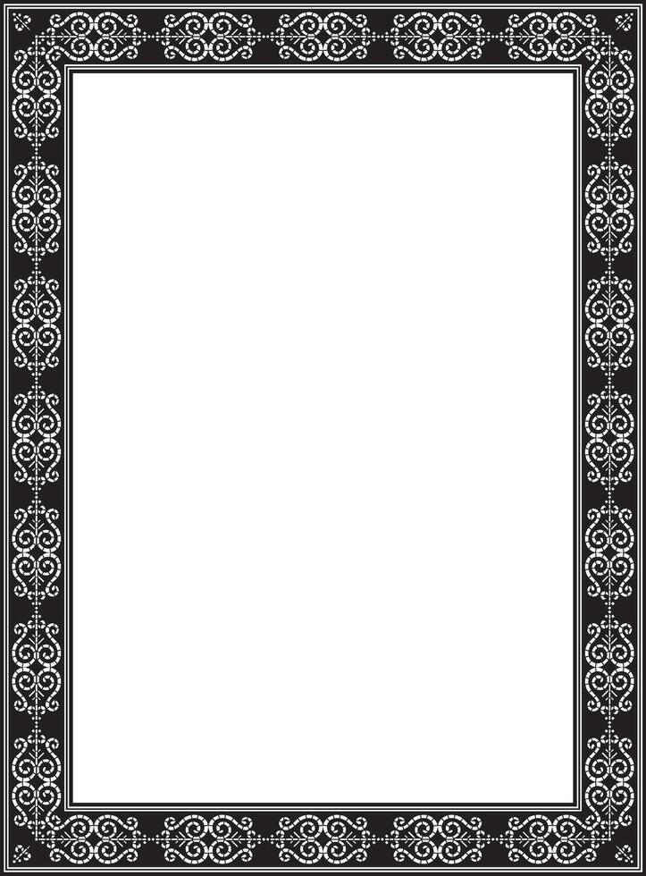 einfarbig schwarz Platz jakut Ornament. ein endlos rechteckig Grenze, ein Rahmen von das Nord Völker von das weit Osten vektor