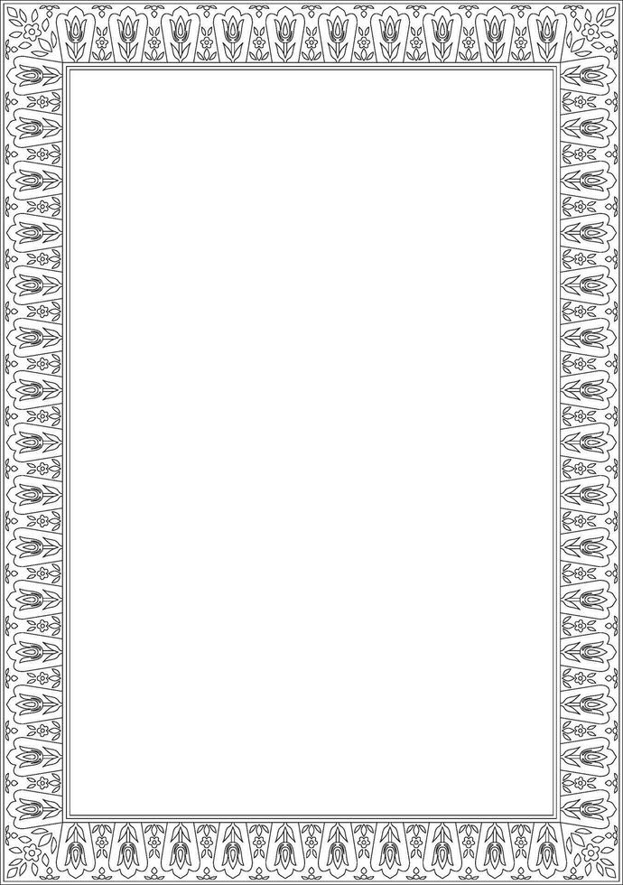 linjär kontur fyrkant turkiska prydnad. ottoman rektangel, gräns, ram. muslim mönster för färgade glas vektor