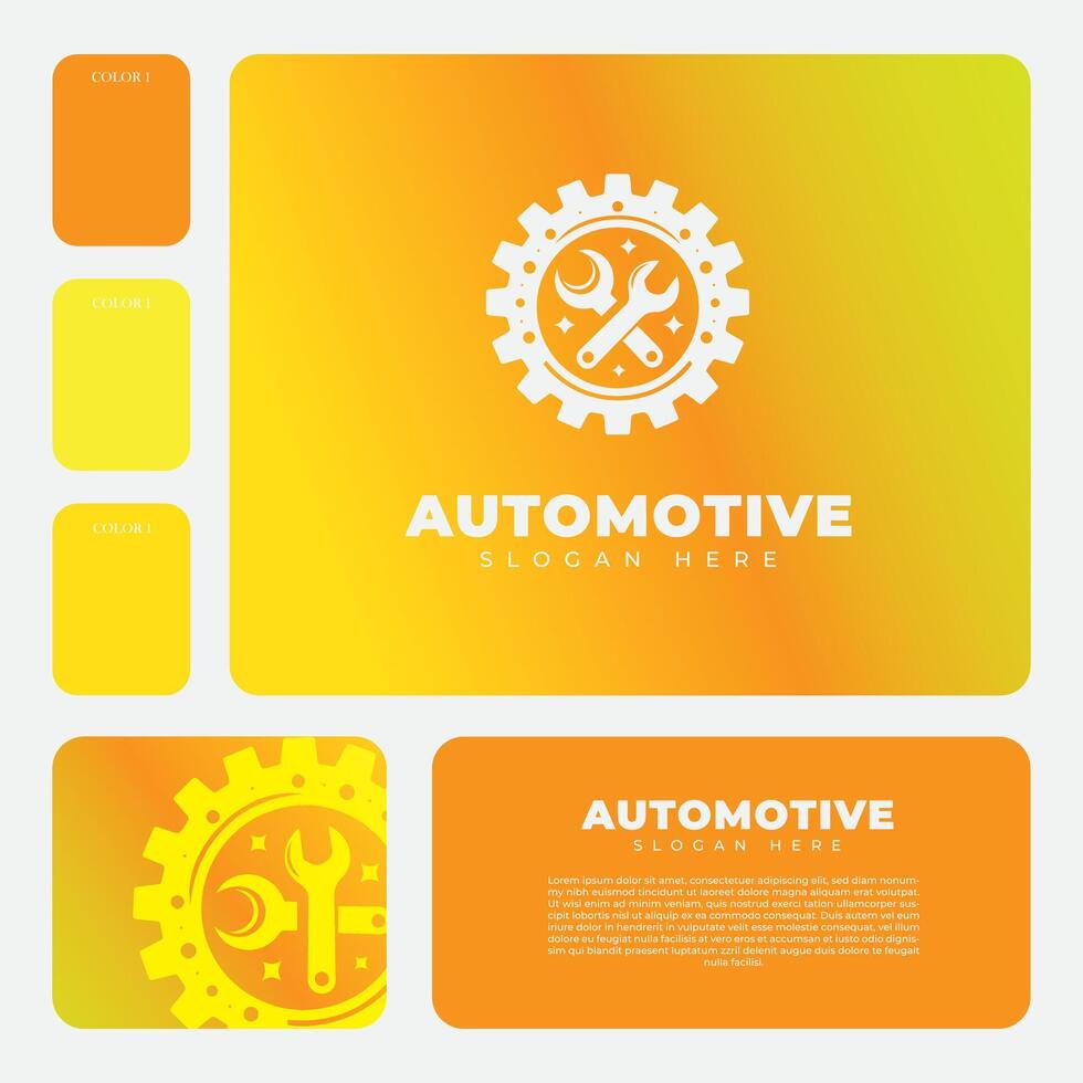 Ausrüstung Logo Design, geeignet zum Automobil Industrie Marken vektor