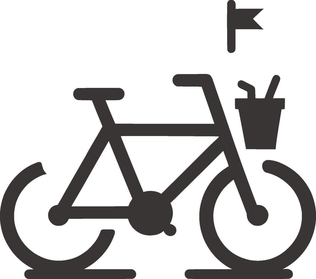 cykel ikon platt design illustration av cykling symbol med tävlings cykel och berg cykel silhuett logotyp design, enkel linje på minimal bakgrund vektor