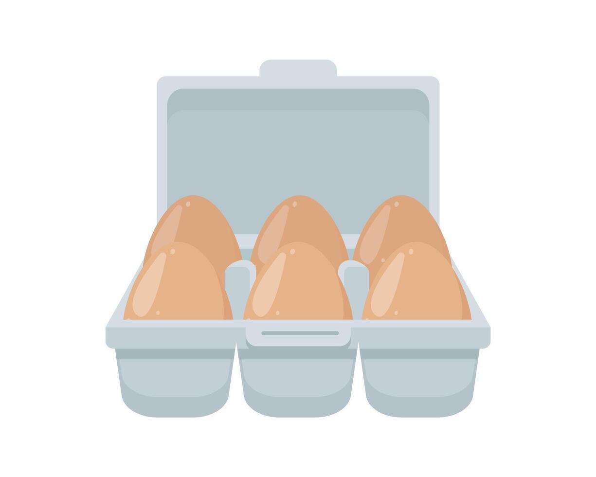 färsk ägg i låda. Ingredienser för bakning och matlagning. friska organisk mat. vektor