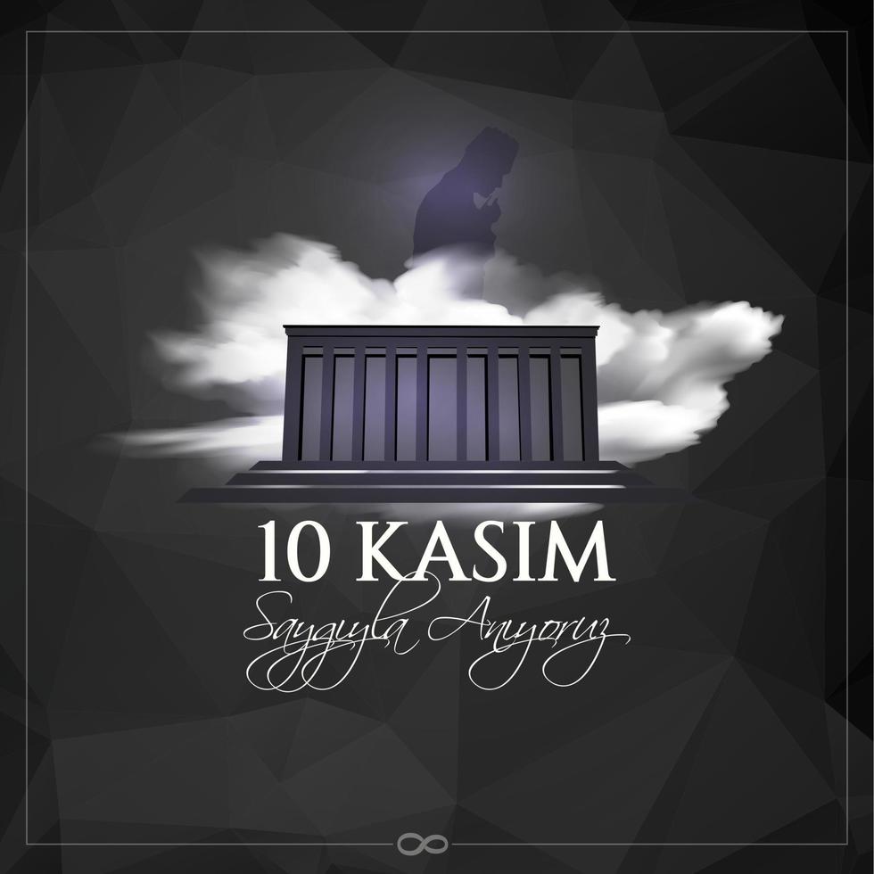 Vektor-Illustration. 10 kasim gedenkdatum 10. november mustafa kemal atatürk, erster präsident der türkischen republik. übersetzung türkisch. 10. november, respektiere und erinnere dich. vektor