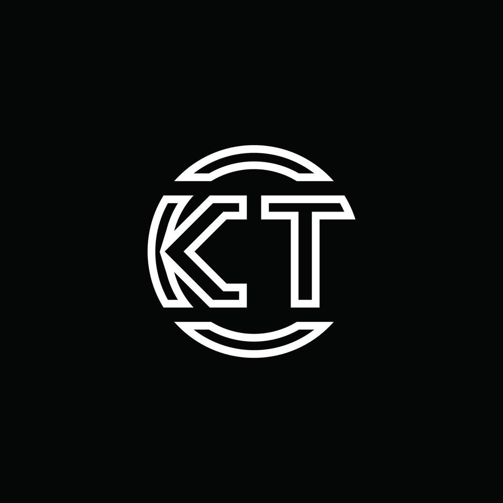kt-Logo-Monogramm mit negativem Raumkreis abgerundete Designvorlage vektor