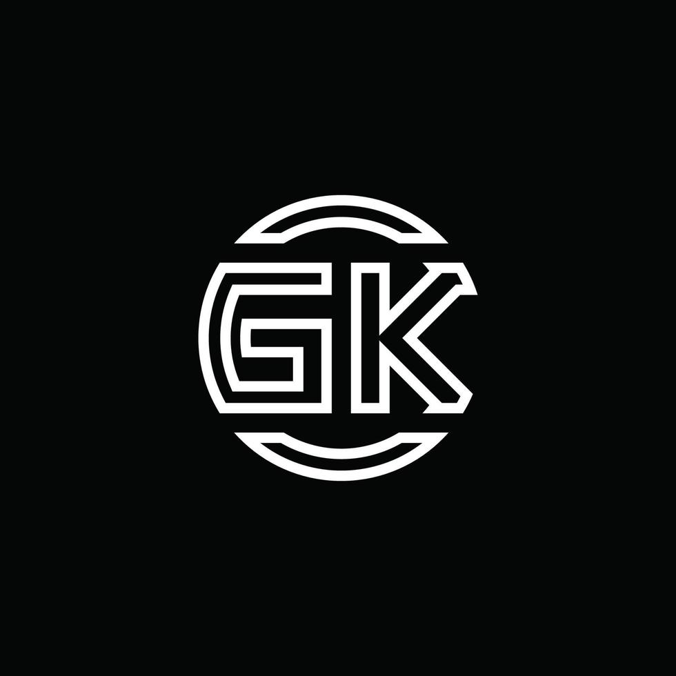 gk logotyp monogram med negativ utrymme cirkel rundad designmall vektor