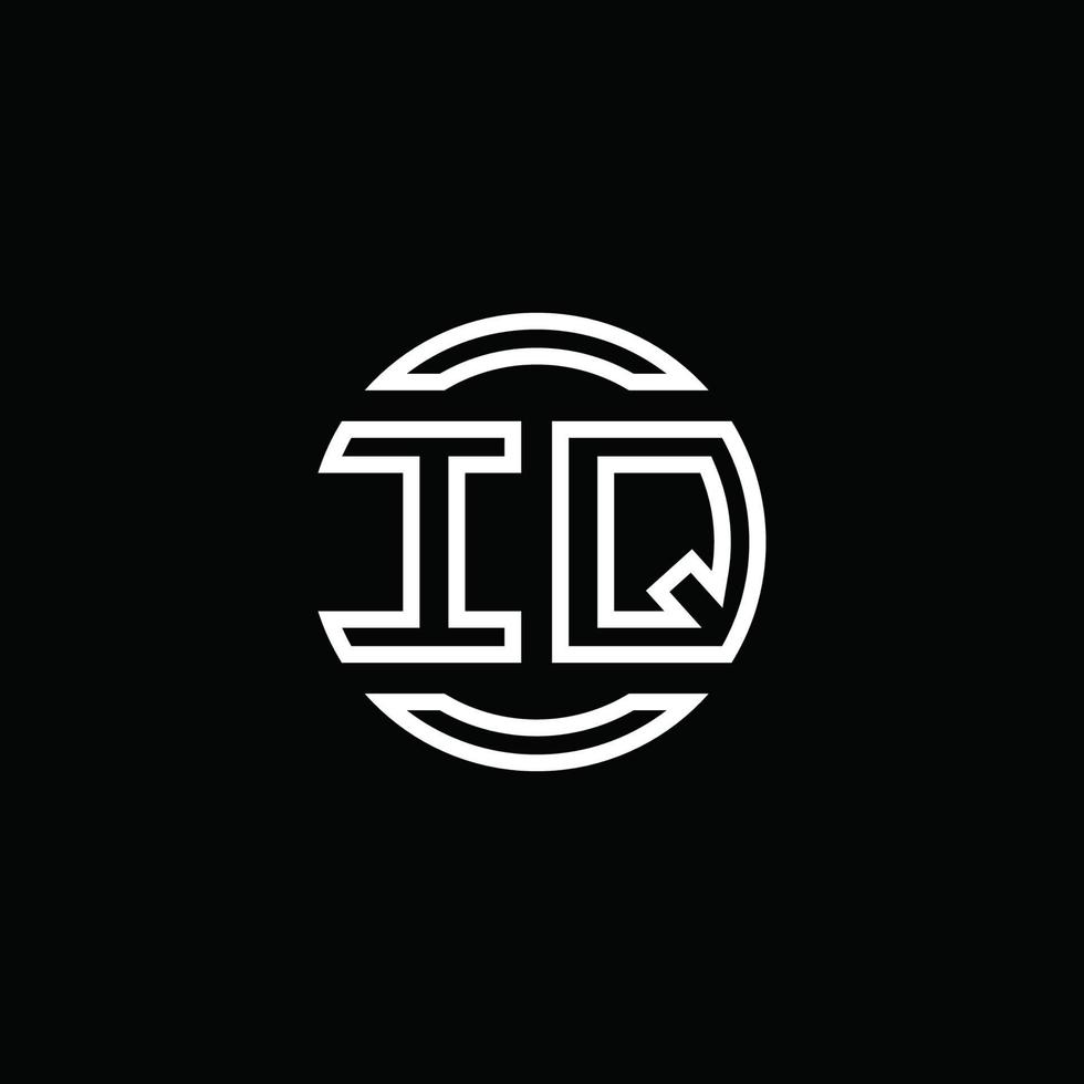 iq-Logo-Monogramm mit negativem Raumkreis abgerundete Designvorlage vektor