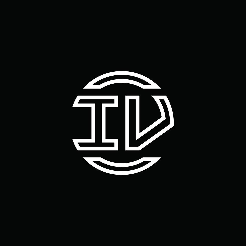 iv Logo-Monogramm mit negativem Raumkreis abgerundete Designvorlage vektor