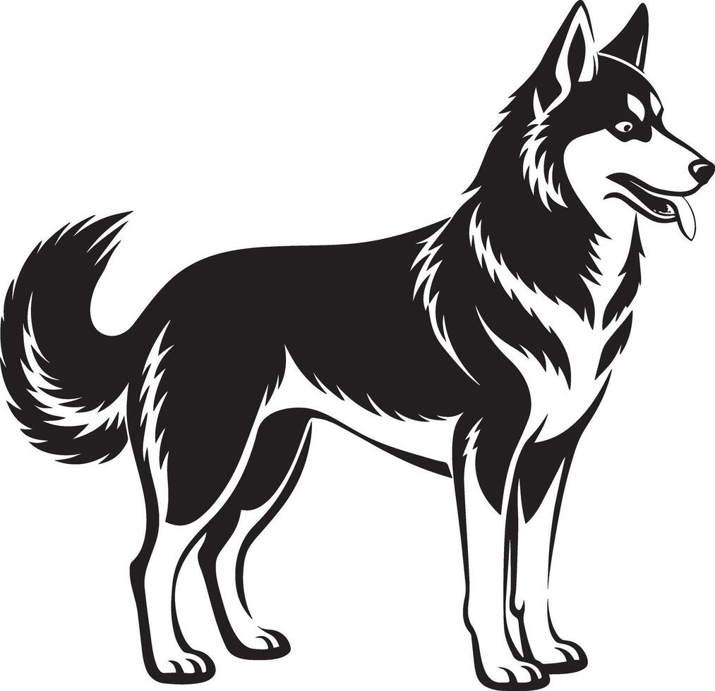 hund silhuett. svart och vit. illustration i vit bakgrund vektor