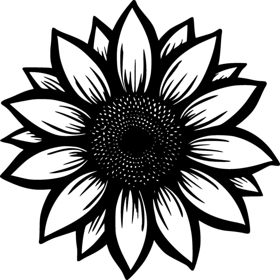 Sonnenblume - - schwarz und Weiß isoliert Symbol - - Illustration vektor